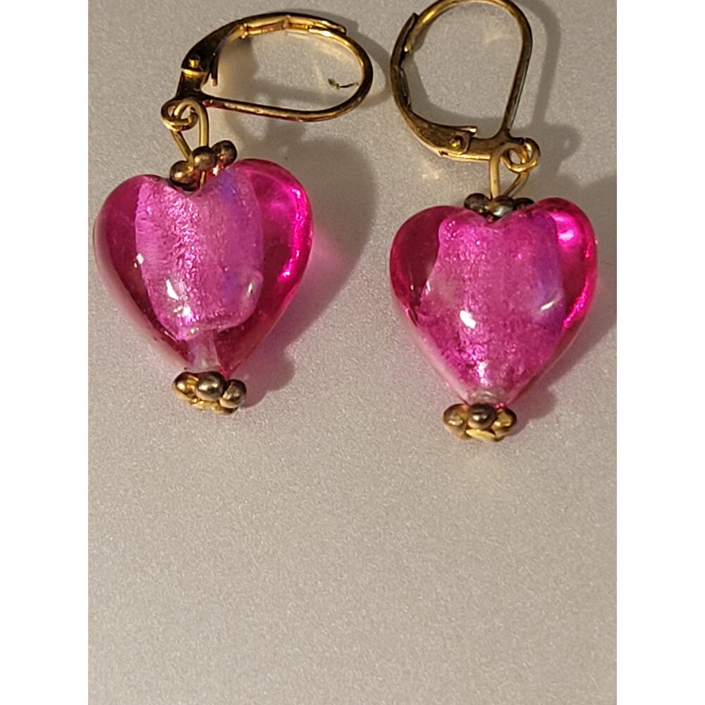 Bright Pink Heart Earrings